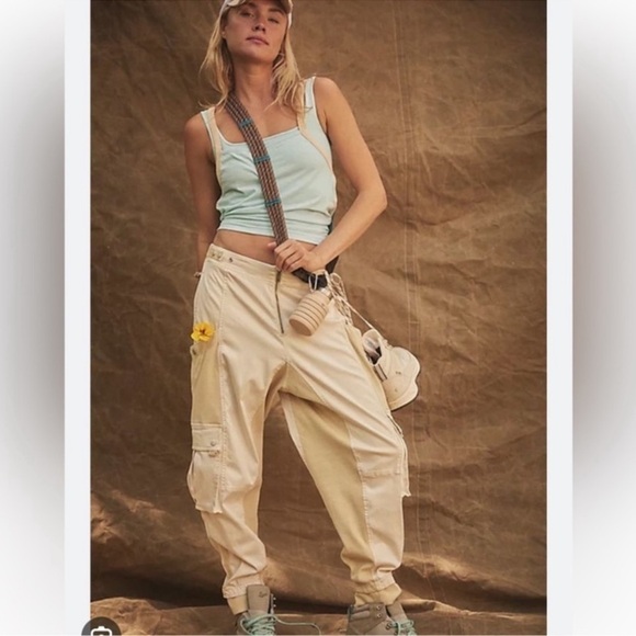 Free People Pants - New Free People Fast Track Cargo Utility Pants Baggy Slouch FP Movement Cream